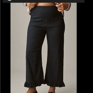 Maeve The Colette Ruffle-Hem Crop Wide-Leg Pants - Black